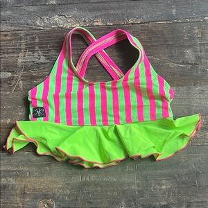 Green and Pink Striped Kids Top